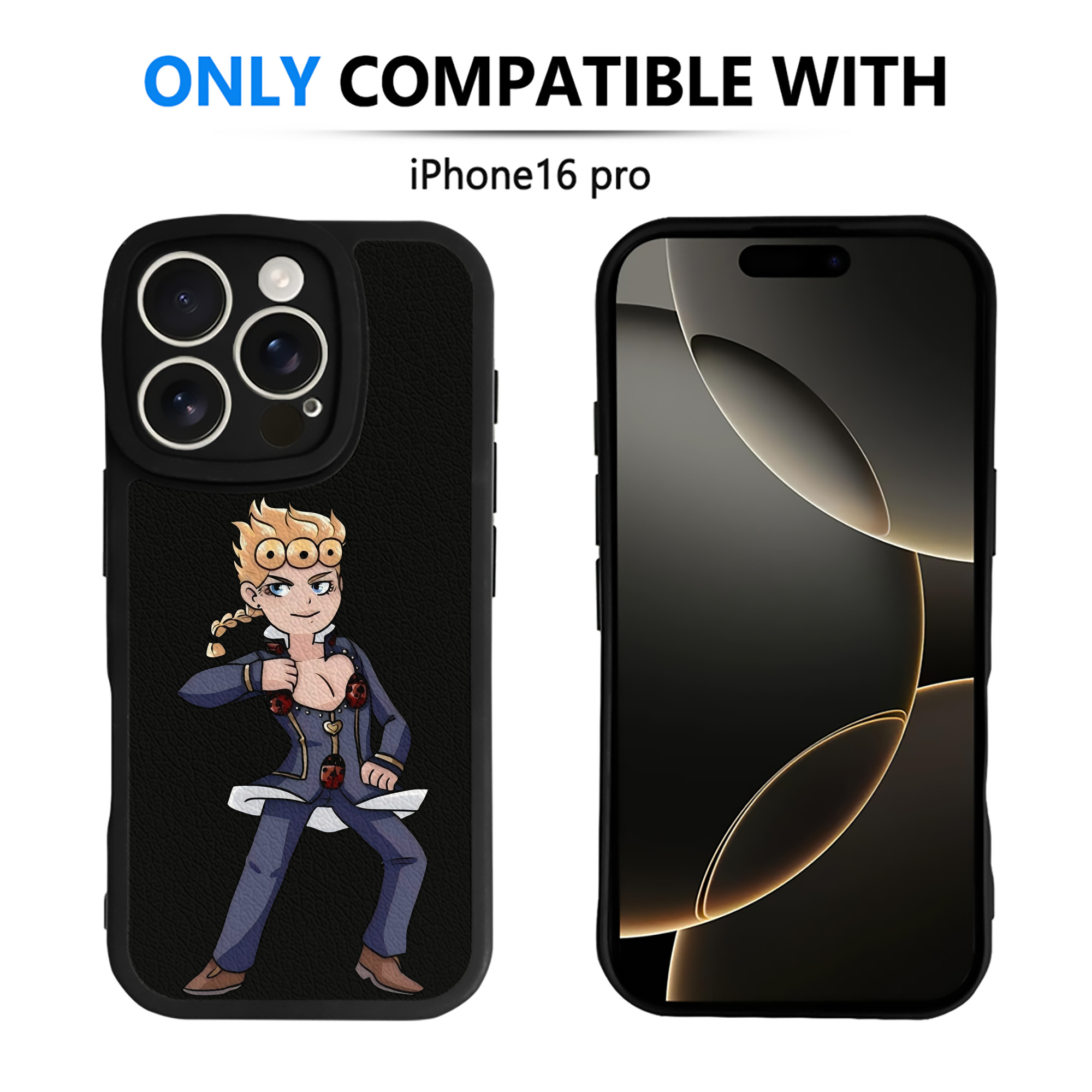 （画像用） ジョジョの奇妙な冒険 ジョルノ?ジョバァーナ JoJo's Bizarre Adventure Giorno Giovanna 【iPhone 16シリーズ対応】シリコンスマホケース（レザー調） 材質：シリコン